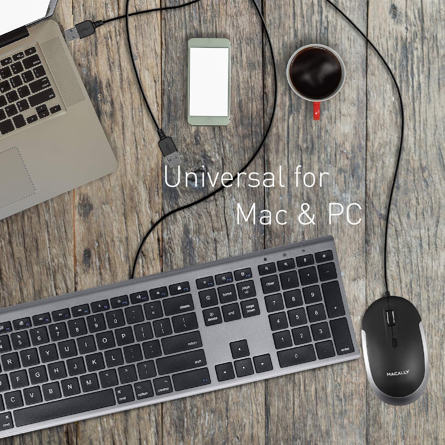 Macally Silent Wired Mouse - Slim & Compact USB Mouse for Apple Mac or Windows PC Laptop/Desktop - Designed with Optical Sensor & DPI Switch - Simple