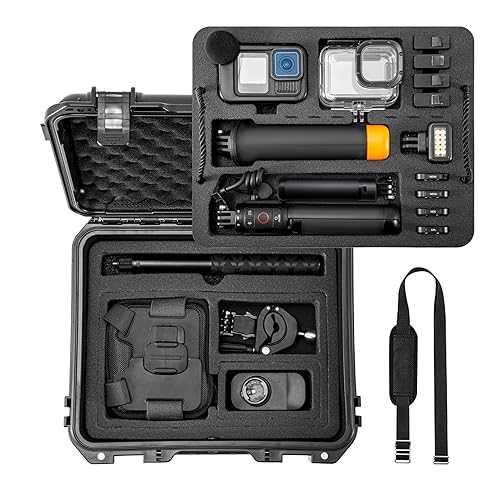 Organizer Hard Case For Gopro Hero 13/12/11/10/9/8 Creator Edition Odorless Compatible with Media Mod/Volta/Chest Mount/ Accessories Waterproof Travel
