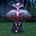 RCTTICUU Solar Bear Garden Statues,Resin Black Bear Family Figurine with Welcome Card and 7-Color Changing Optical Fiber with Solar Lights, Lawn Decor