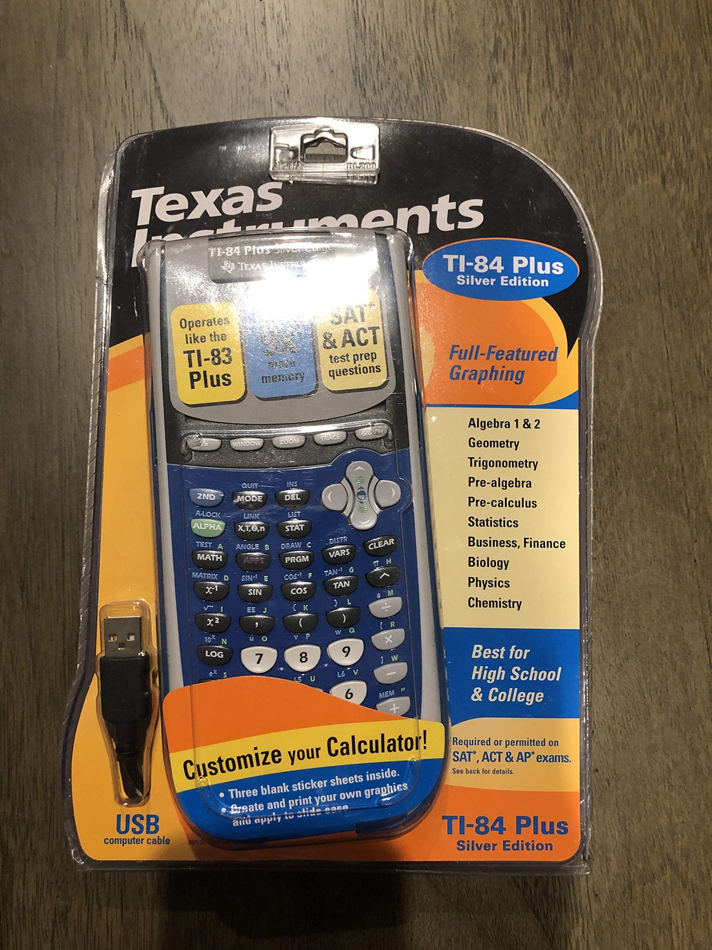 Texas Instruments TI-84 Plus Silver Edition Graphing Calculator - Blue (Renewed)