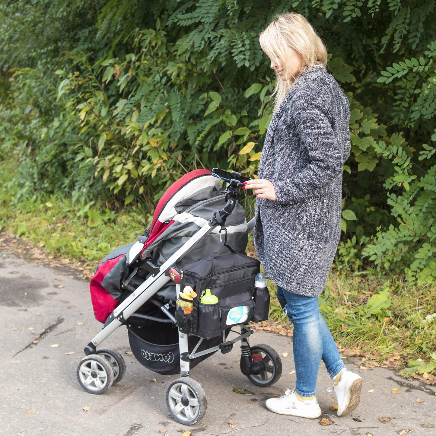 Baby Stroller Phone Holder, Shopping Cart, Golf Cart, Push Cart, Bike Phone Mount, for Motorcycle, Scooter, ATV, Boat, Spin Bike, Treadmill