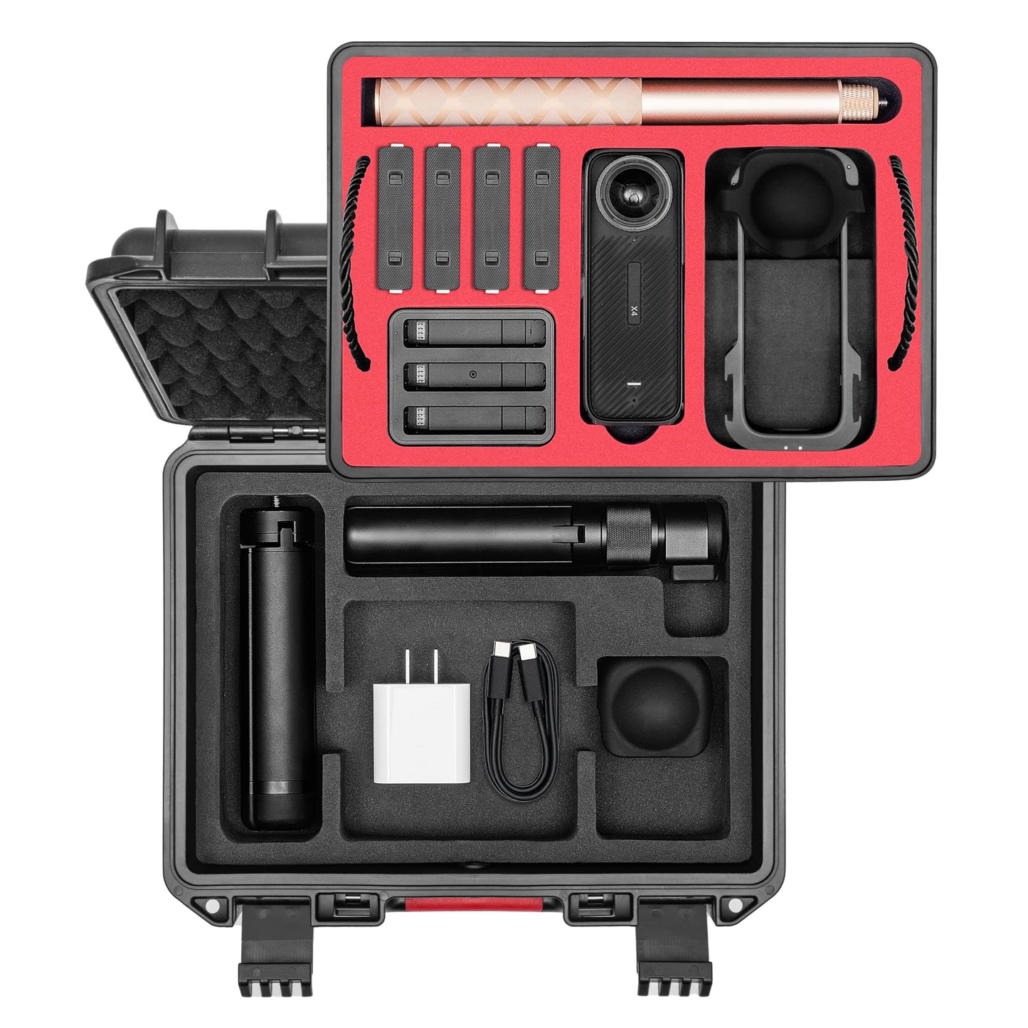 Carrying Case for Insta360 X4, Waterproof Protective Hard Travel Case Organizer for Insta 360 X4 Accessories, Dual Layer, Shockproof, Large Capacity