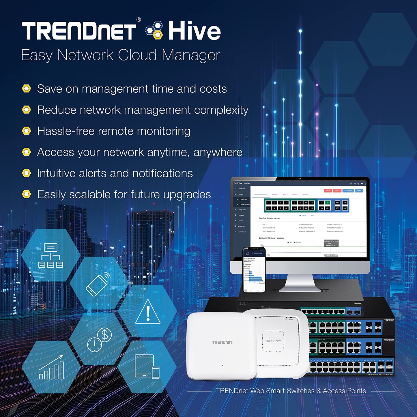 TRENDnet 10-Port Gigabit Web Smart PoE+ Switch, 8 x Gigabit PoE+ Ports, 2 x SFP Slots, Vlan, QoS, IPv6 Support, 20Gbps Switching Capacity, 75W PoE