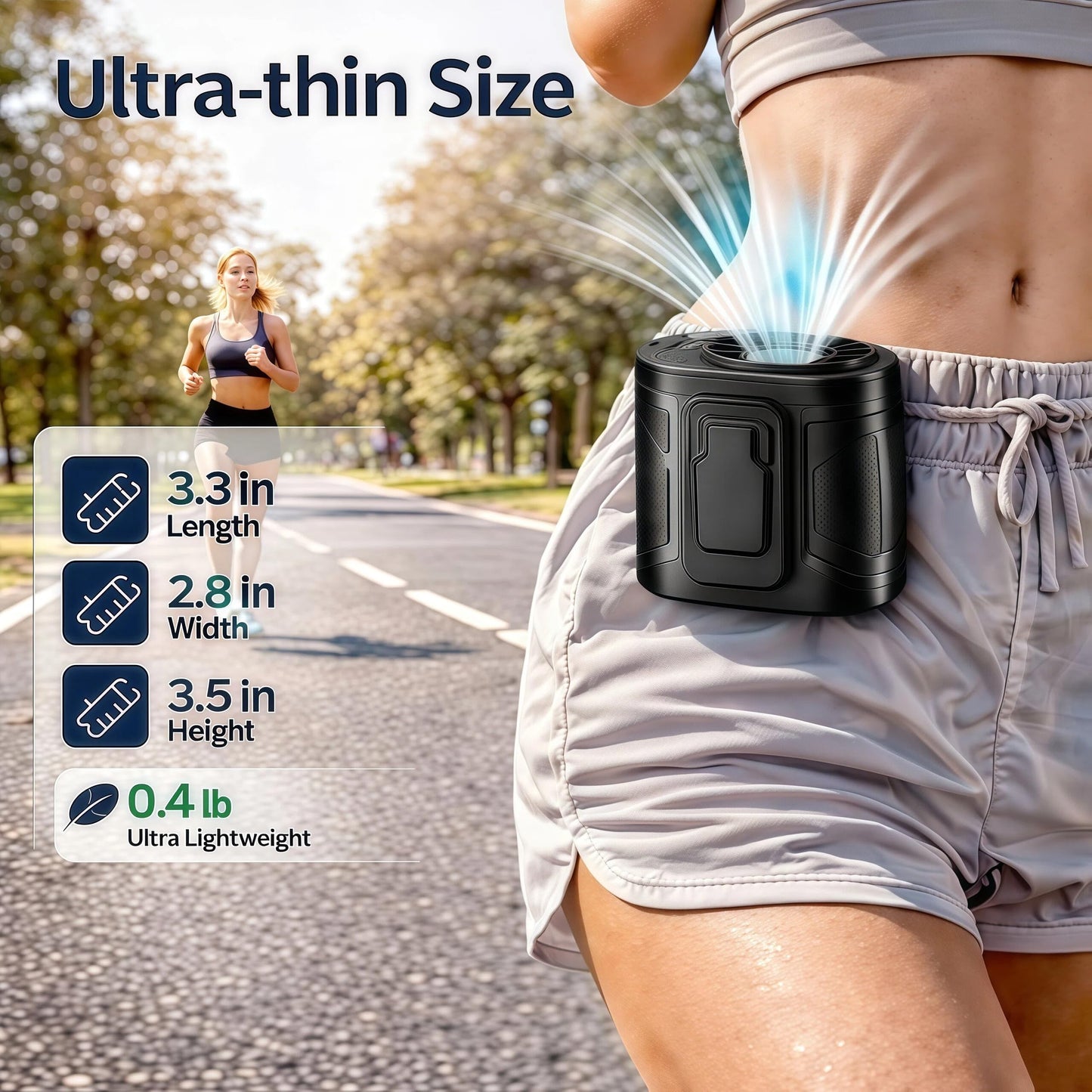 2026 Waist Fan Portable Rechargeable, 13000RPM Strong Airflow Belt Fan, 12H Max Runtime Hands-Free Clip on Fan, 5-Speed Wearable Personal gift