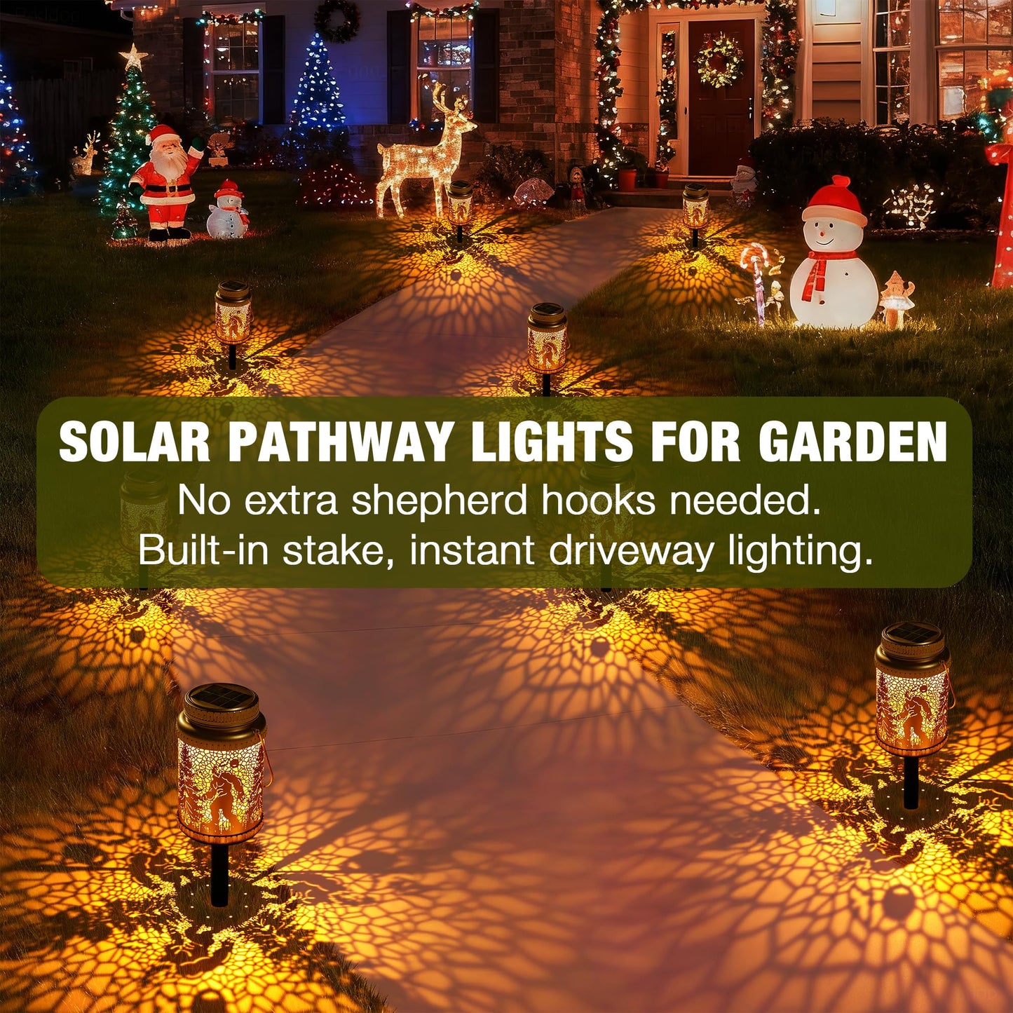 Cooo 6 Pack Valentines Day Gifts for Him Her Solar Lanterns Outdoor Waterproof Bigfoot Sasquatch Solar Pathway Lights Landscape Path for Women Mom