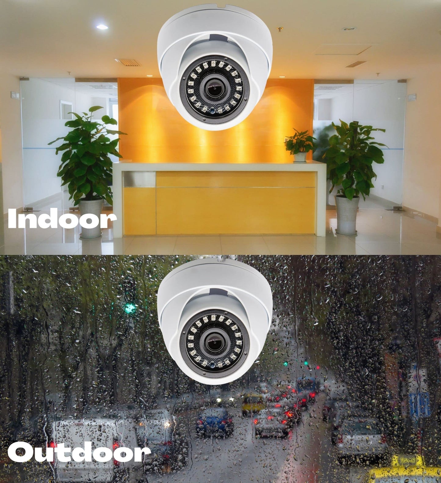 Evertech 2MP AHD TVI CVI Analog Security Dome Camera, Fixed Wide Angle Lens, Day & Night Indoor Outdoor Waterproof Camera with 50ft Cable and Power