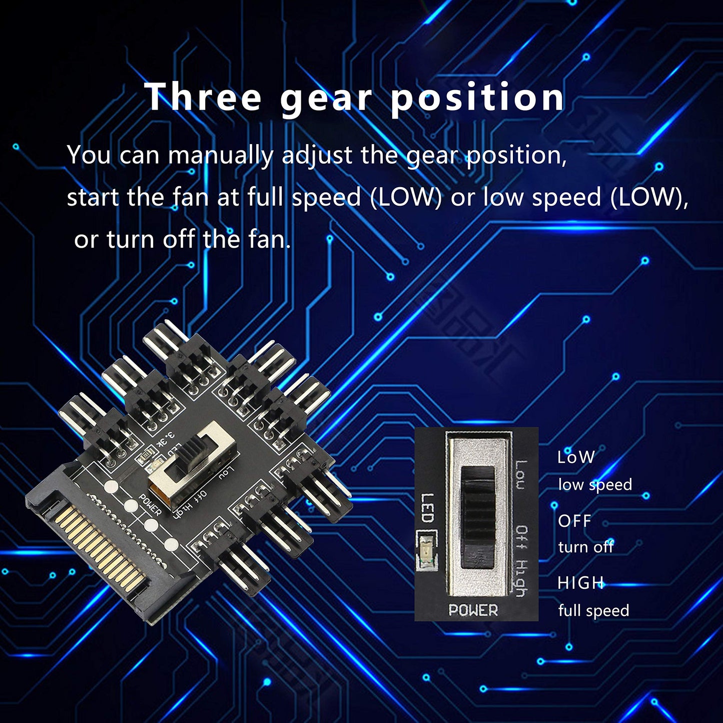 PWM Fan Hub, Fan Controller ,SATA 1 to 8 Way12V 3 PIN Cooling Fan Splitter Controller for PC Desktop Computer Motherboard(12V 3-Pin)