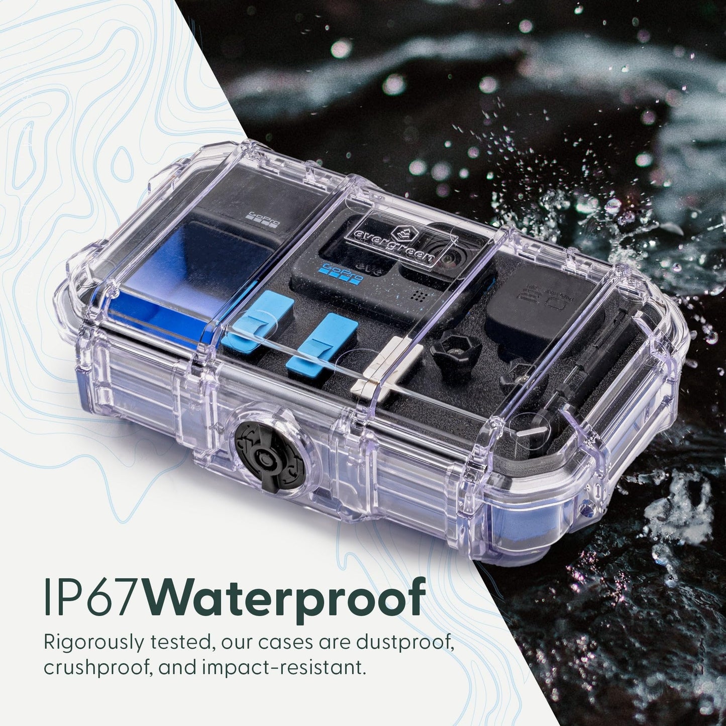 Evergreen Dry Box - Protective Case for GoPro | Compatible with GoPro Hero 9, 10, 11, 12 | Waterproof, Shockproof, Dustproof | Pre-Cut Battery Insert