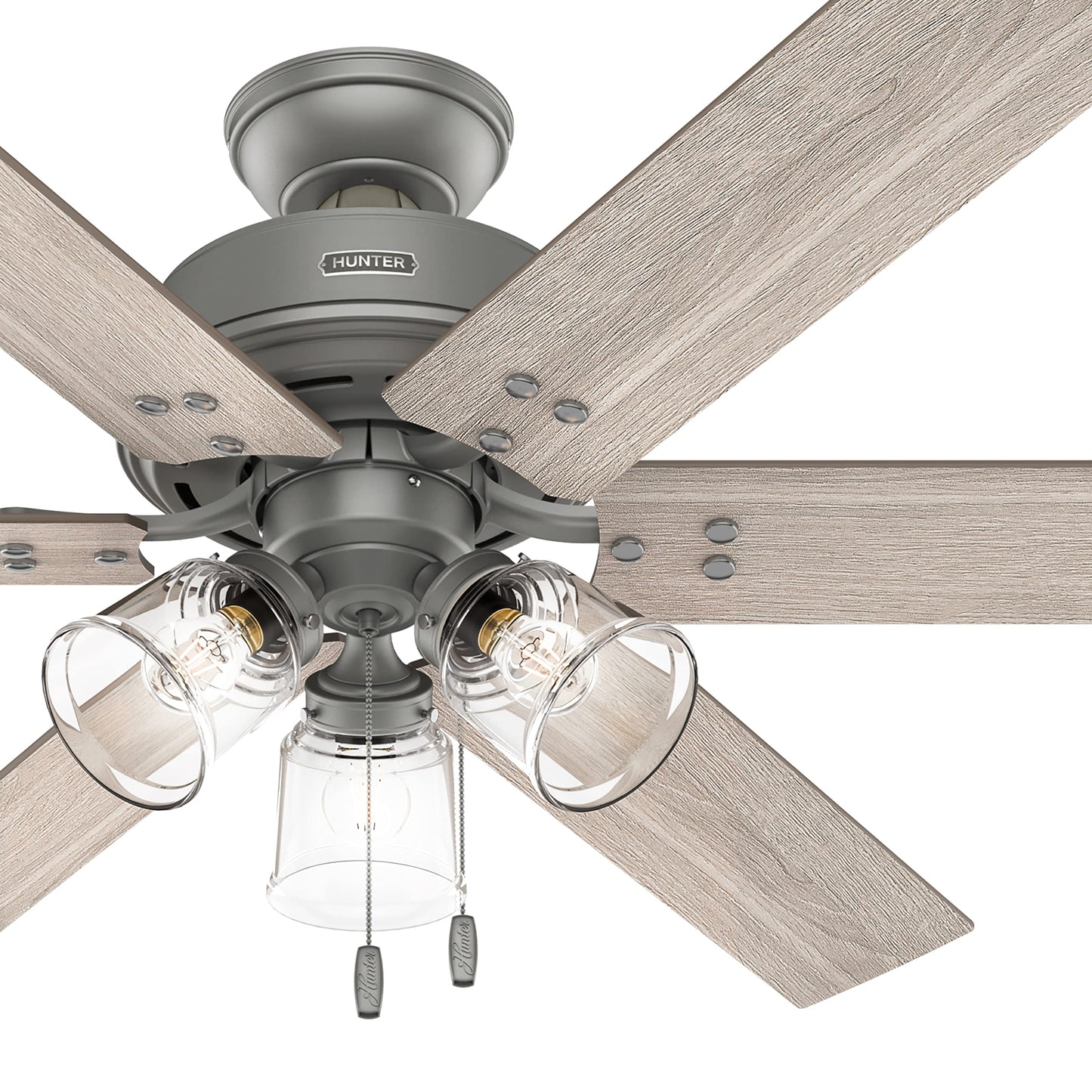 Hunter Fan 52 inch Casual Matte Silver Indoor Ceiling Fan with LED Light Kit and Pull Chain (Renewed)