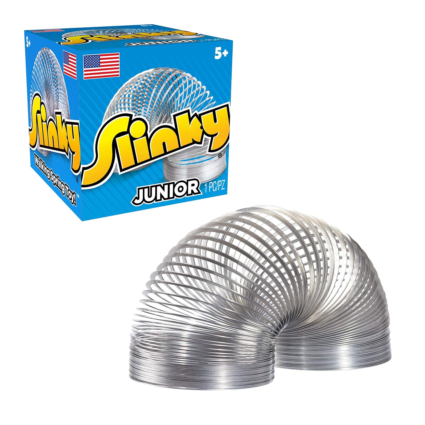 Slinky Jr. The Original Walking Spring Toy, 5-Pack Small Metal Slinkys