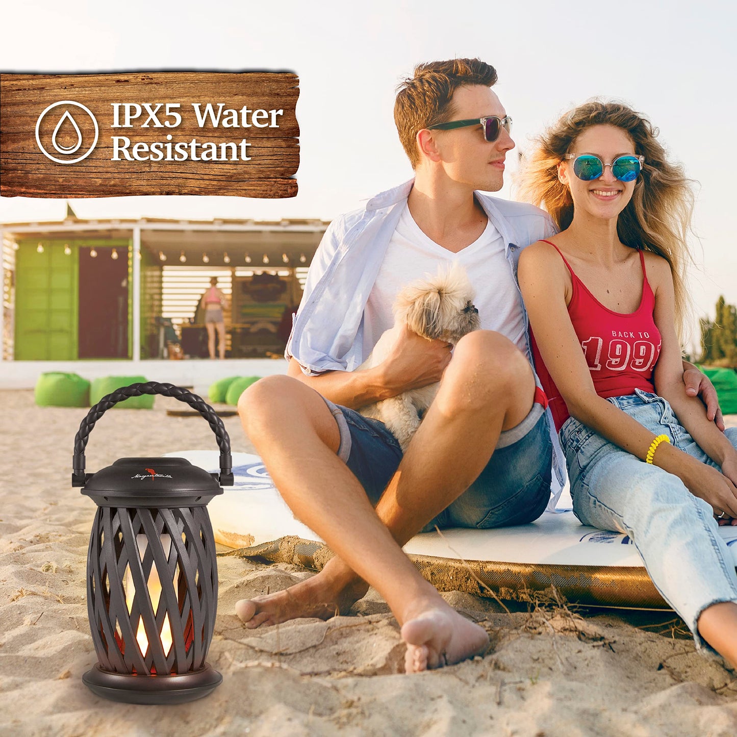 Margaritaville Tiki Torch - Waterproof Bluetooth Speaker, Portable Party Speaker with Flickering LED Lights, Perfect for Travel, Parties, Yards,