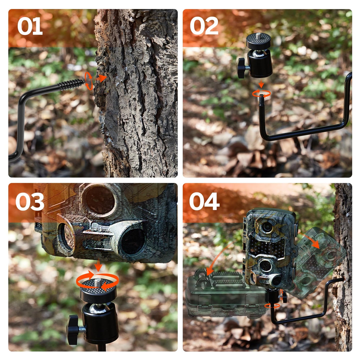 ALTIN Trail Camera Tree Mount, Holder, Bracket, 360 Rotatable, 5KG Capacity, Universal 1/4" Thread, Pack of 4