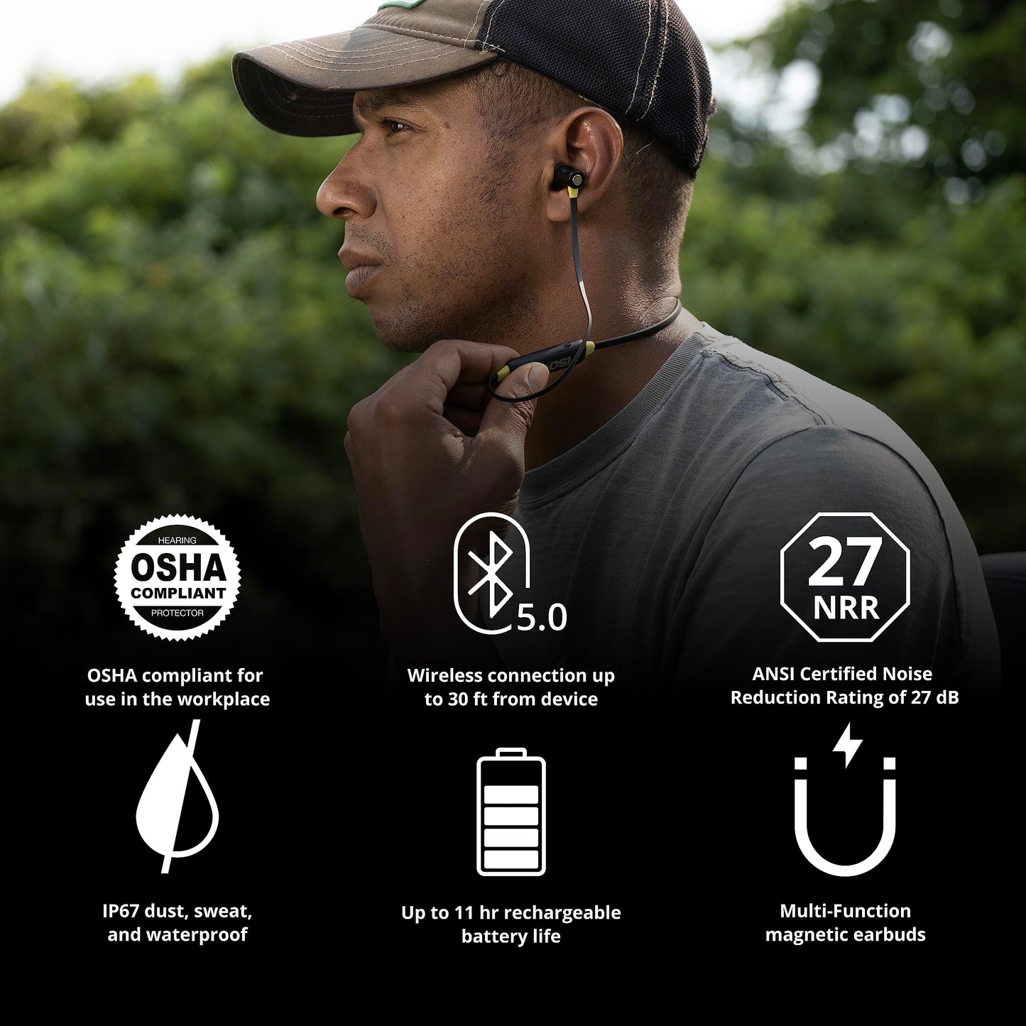 ISOtunes Xtra 2.0 Bluetooth Hearing Protection, OSHA Compliant Work Earbuds