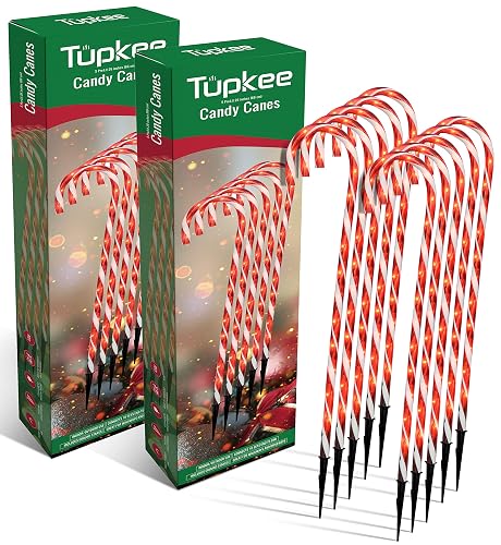 Tupkee Pre-Lit Candy Cane Decorations -Pathway Christmas Lights, 26-Inches (66 cm), Set of 5, Outdoor Christmas Decorations Yard Candycane Peppermint