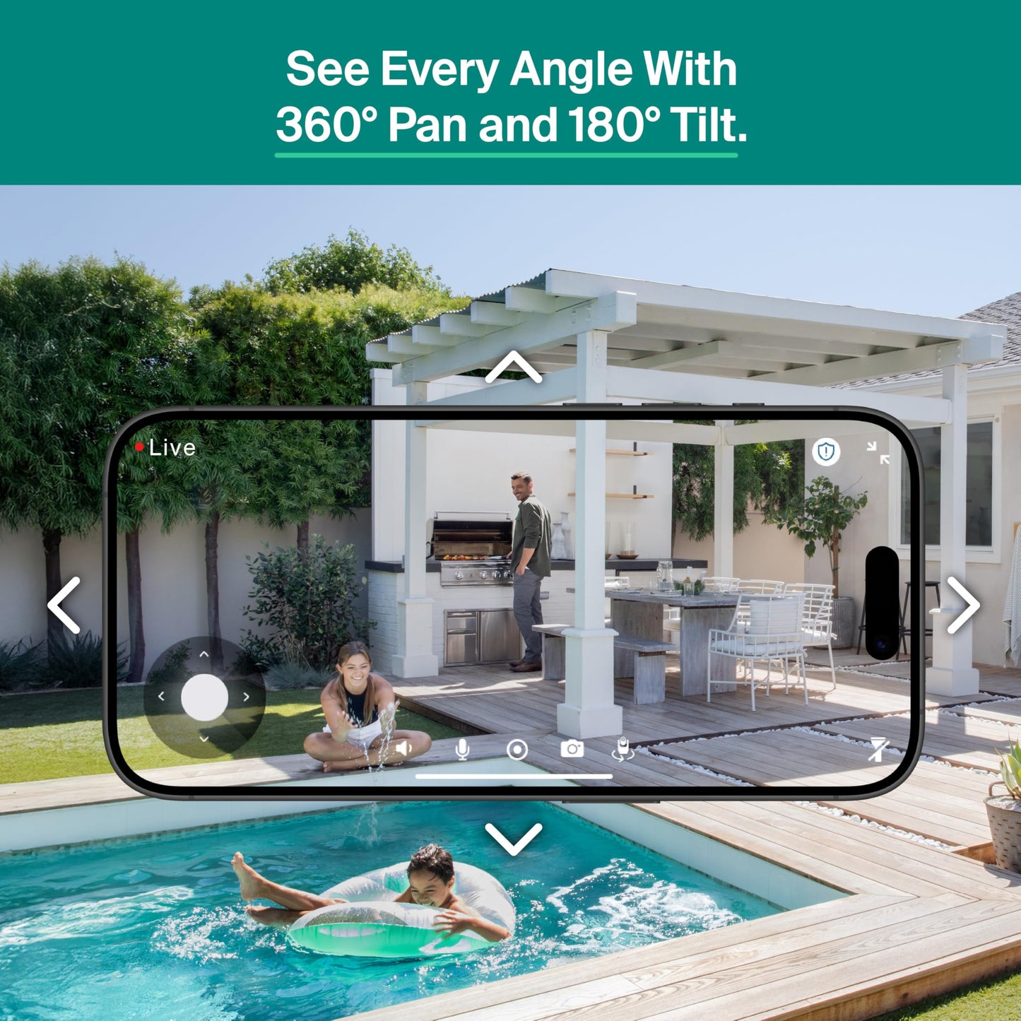 Arlo Essential Pan Tilt Security Camera 2K - Wired Plug-in Power Outdoor Camera, Person Recognition, Package Detection, Animated Preview, 1-Month