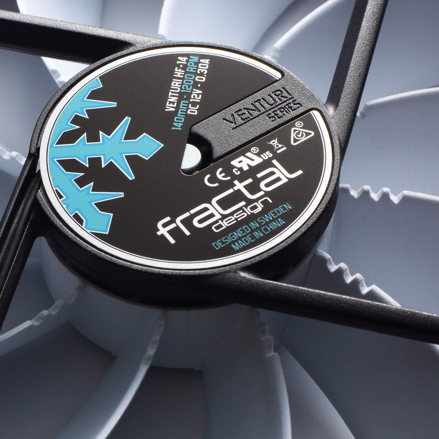 Fractal Design Venturi HF-14 White - Computer Fan - Silent Fan - High Airflow - Long Life Time - FDB-Bearings - Aerodynamically Shaped Struts- 12v