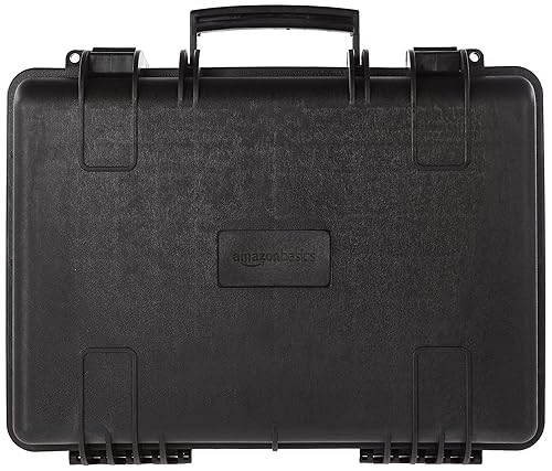 Amazon Basics Portable Hard Camera Case for DSLR Equipment, Customizable Fit, Protective Water Resistant, Medium, Black, 18"L x 14"W x 6"H