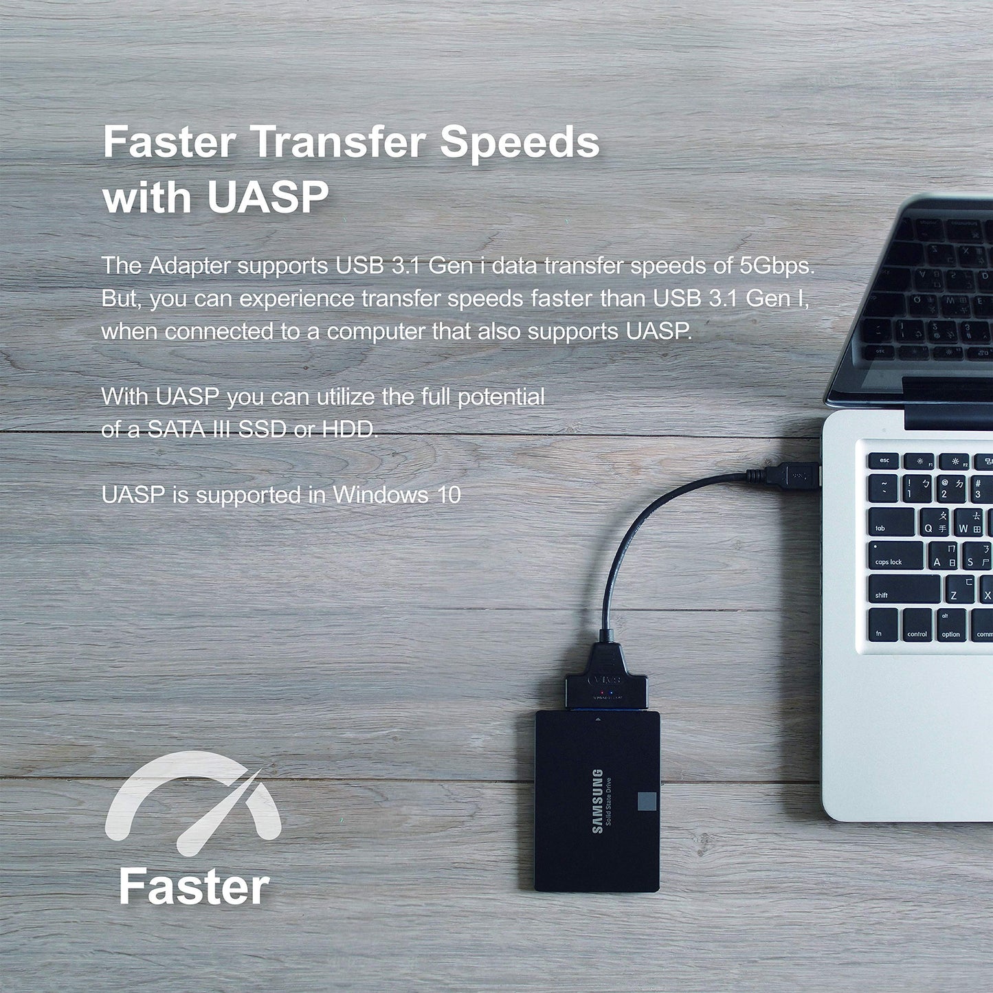 Mediasonic SATA to USB Cable - USB 3.0 / USB 3.2 Gen 1 to 2.5” SATA SSD/Hard Drive Adapter Support UASP (HND5-SU3)