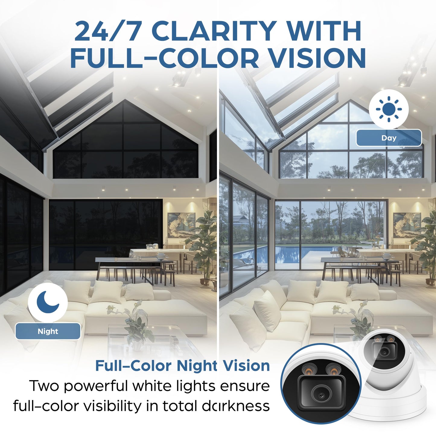 Auview 4K PoE Turret Dome Camera (8MP STARVIS) with Microphone, Smart Dual-Light 100ft Color Night Vision, IP67 Weatherproof Indoor/Outdoor, 110° Wide