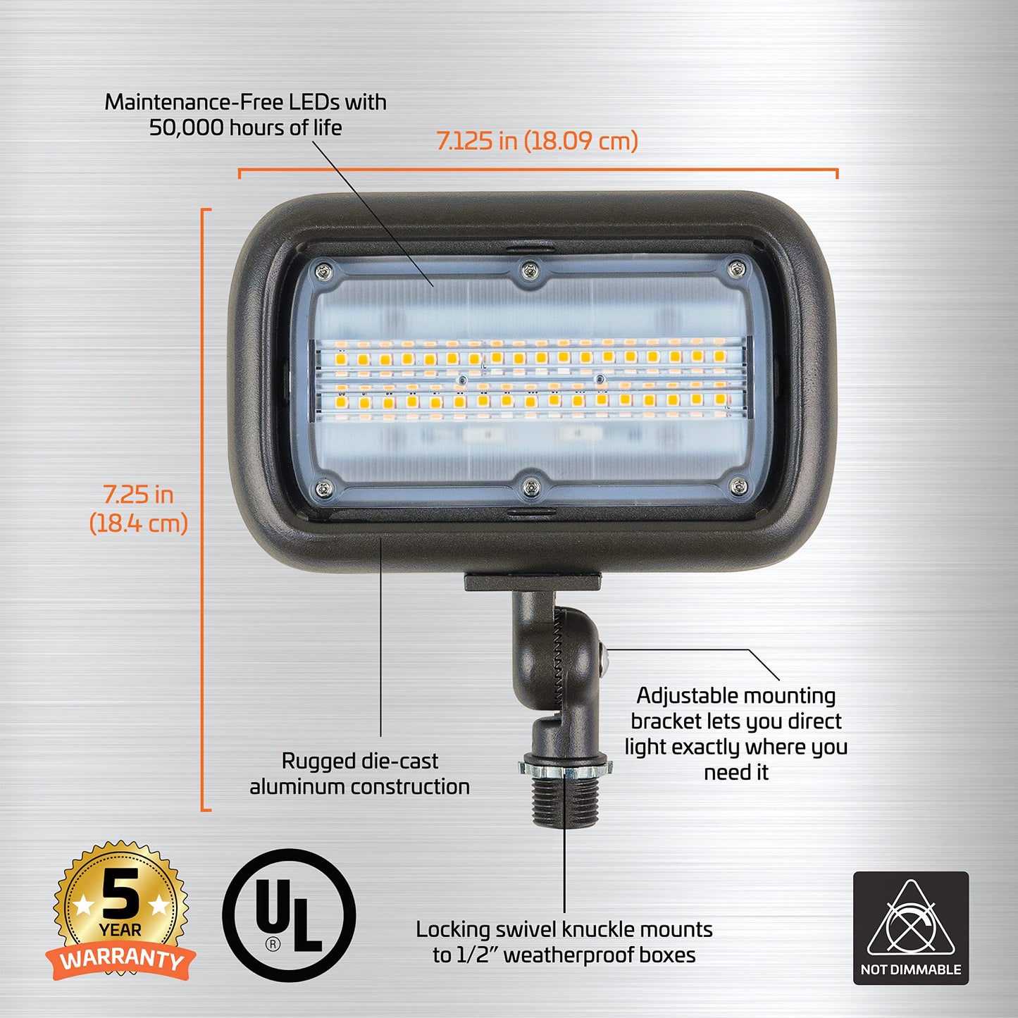 Newhouse Lighting WW30BRZ 30-Watt Outdoor LED Wall Wash Flood Light, Weatherproof, Bronze