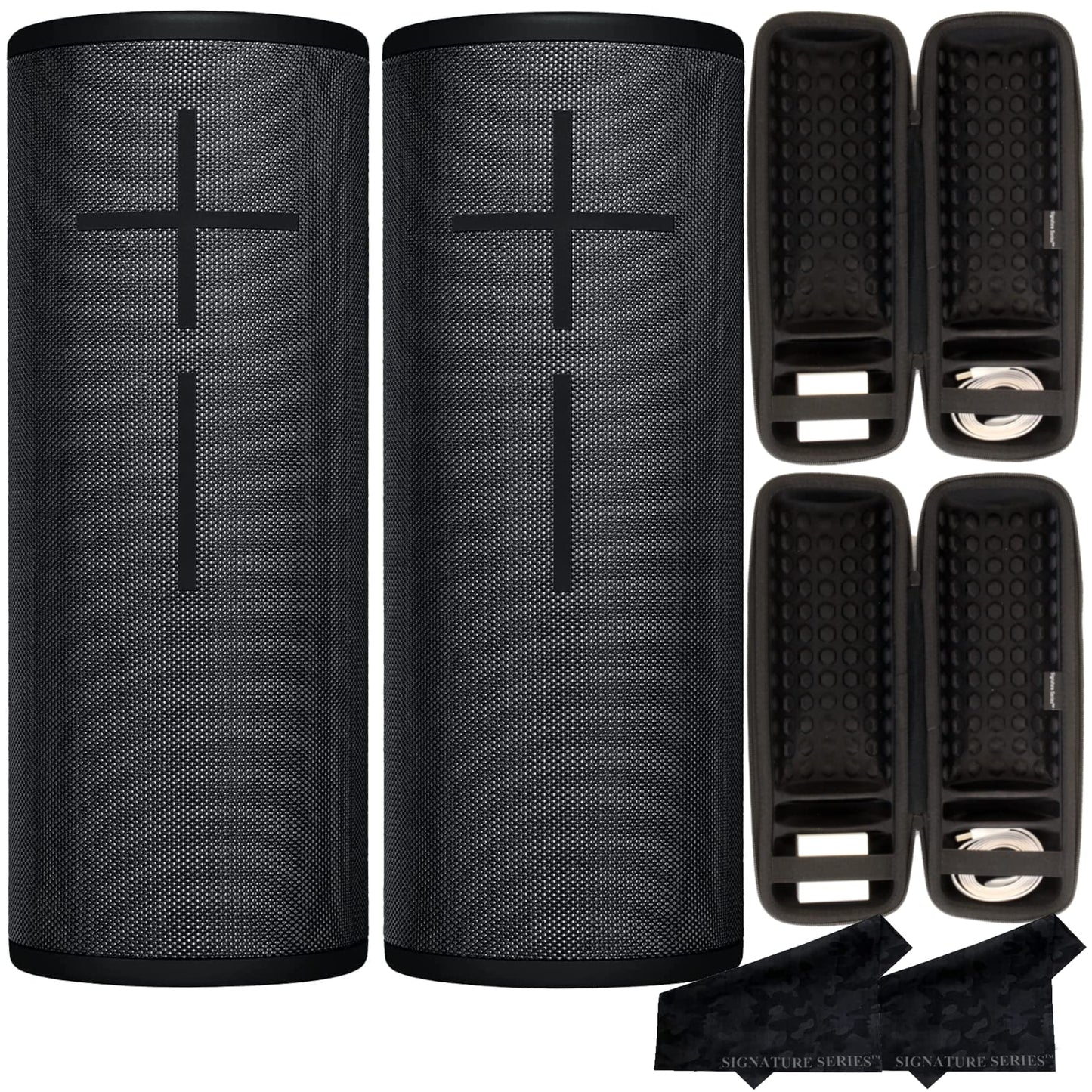 Ultimate Ears MEGABOOM 3 Wireless Portable Waterproof Bluetooth Speaker, 2 Pack with 360 Degree Sound, Deep Bass, Party UP via Boom App with Signature