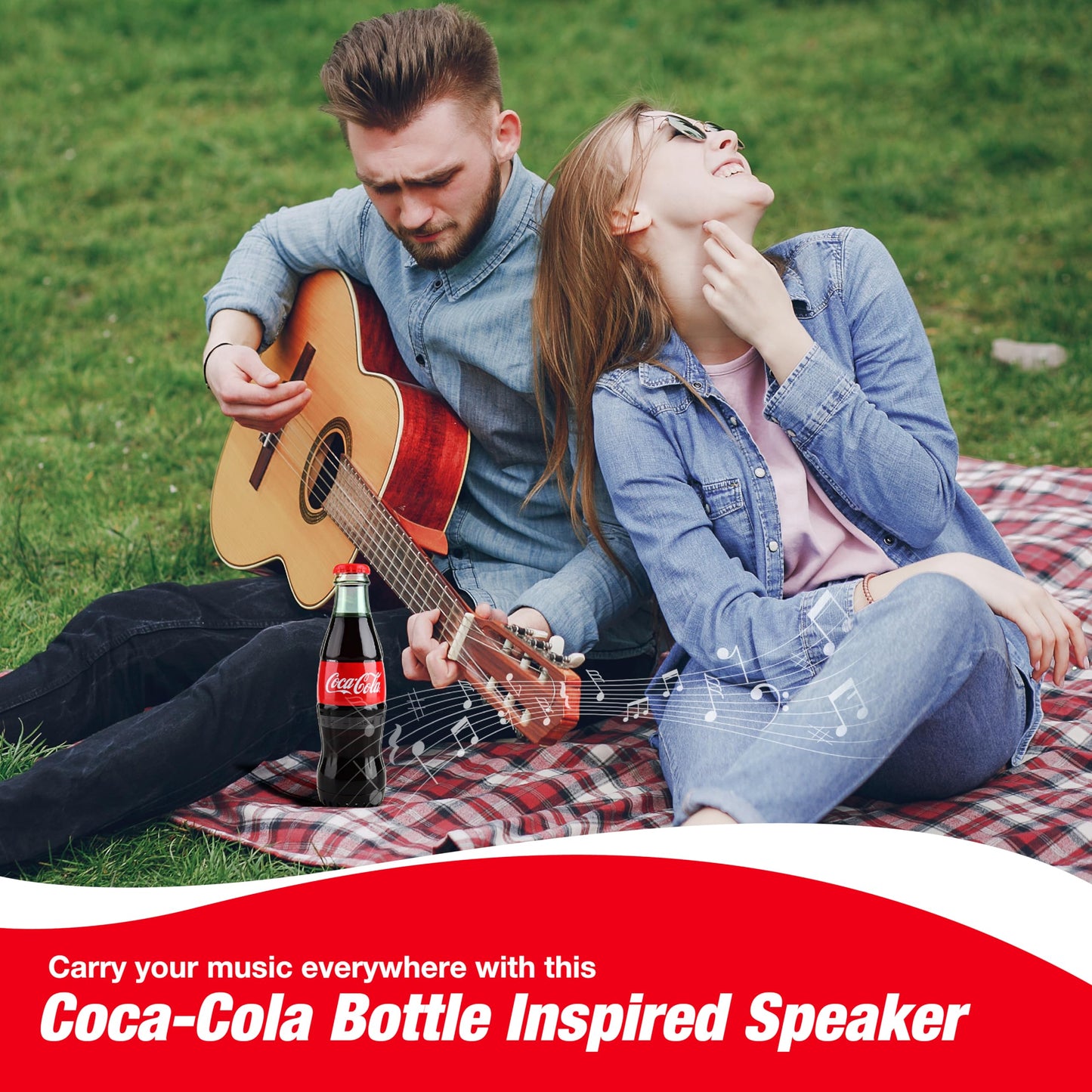 Official Coca-Cola Bottle Shaped Bluetooth Speaker - Portable Wireless Speaker with Bluetooth 5.0, Deep Bass, AUX Input, Long Battery Life - Loud HD