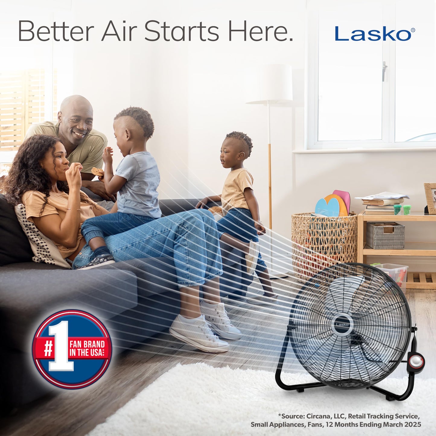 Lasko High Velocity Wall Mount and Floor Fan - 20" - 2264QM - Black