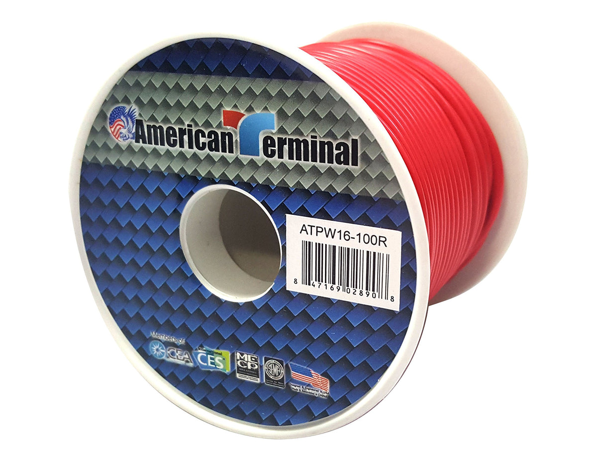 American Terminal ATPW16-100R 16 Gauge Primary Wire, Red
