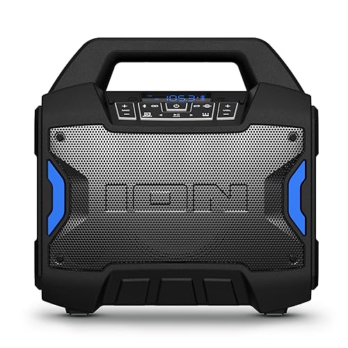 ION Tailgater Boom - Outdoor Portable Bluetooth Speaker with Mic in, FM Radio, USB Port, Battery, IPX5 Water-Resistant, Wireless Stereo-Link, App, 60W