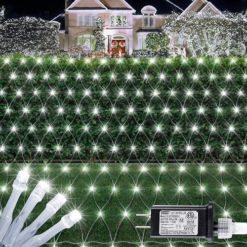 HEYFUNi 192 LED Net Lights Outdoor Mesh Lights,8 Modes Net Light for Bushes Plug in, Waterproof Christmas Net String Light for Bushes Ceiling Wedding