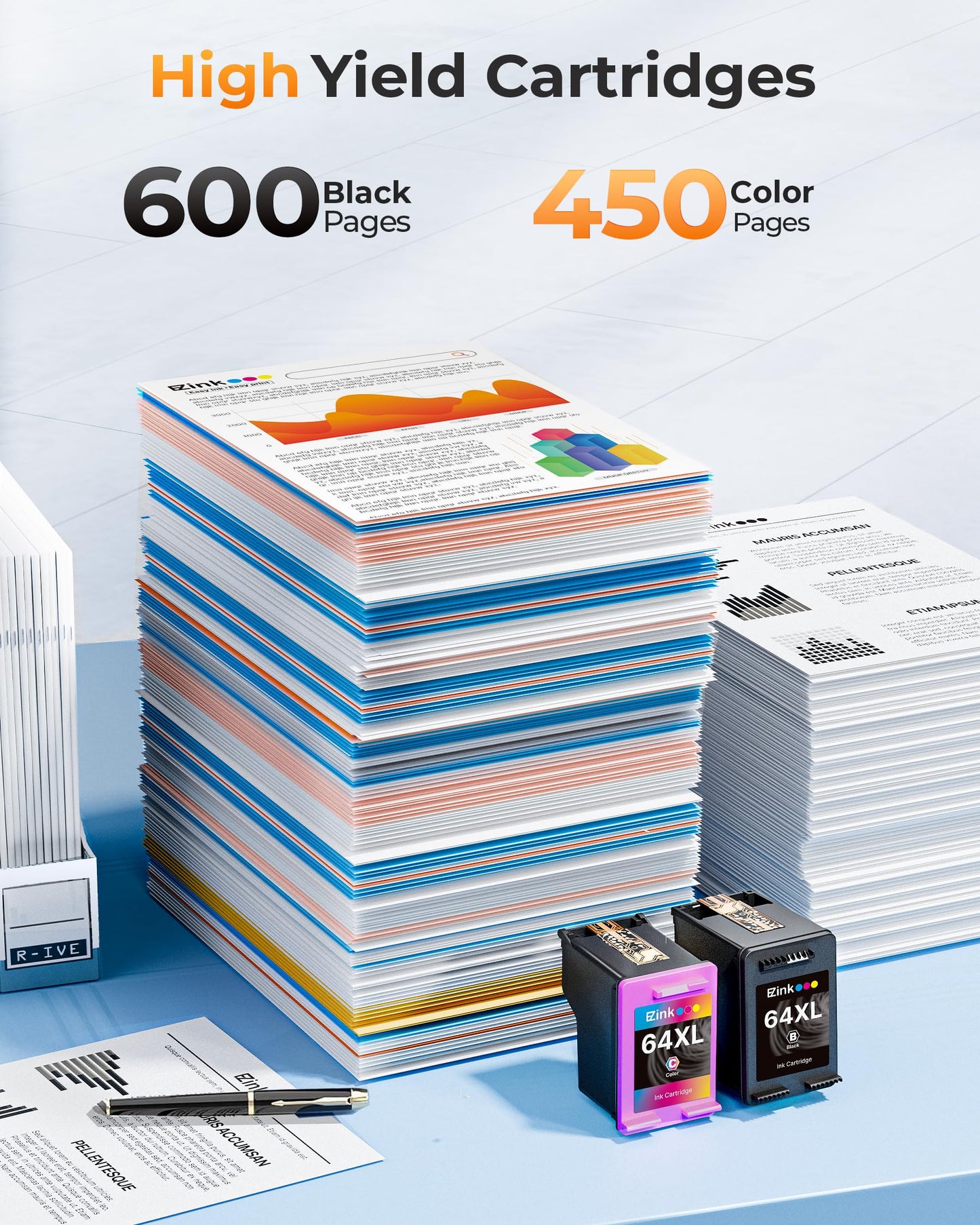 E-Z Ink 64XL Ink Cartridges Black and Color Combo Pack Remanufactured for HP Ink 64 64XL 64 XL Ink to use with HP Envy Photo 7855 7858 7155 7120 7158