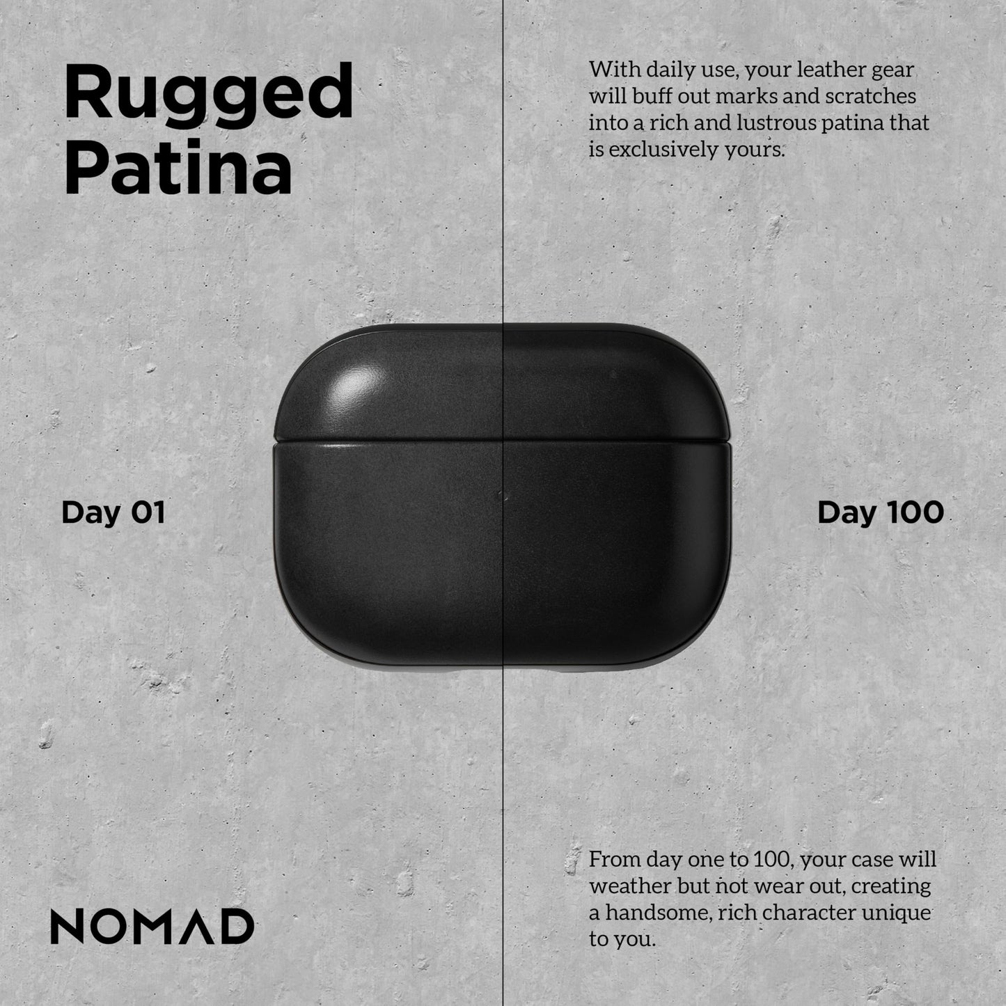Nomad Airpods Pro 2 Case in Black Horween Leather, AirPods Pro 2nd gen Case Cover, Compatible with AirPods Pro Case 1st gen and 2nd, Case Cover, Qi