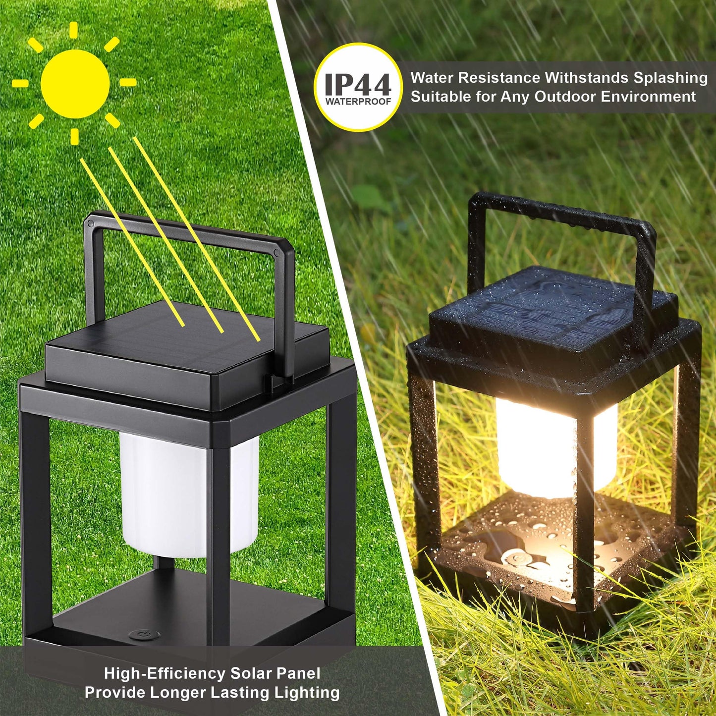 LETRY Outdoor Table Lamp, Brightness LED Nightstand Lantern, Portable Rechargeable Solar Lamp Waterproof, Touch Control Outdoor Lamps Cordless Lights