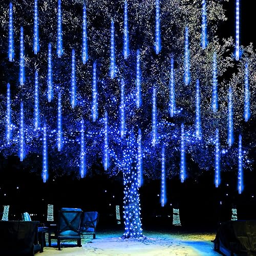 Dazzle Bright Christmas Lights Outdoor, 288LED Meteor Shower Rain Lights 12 Inch 8 Tubes, Waterproof Plug in Falling Icicle Light Christmas