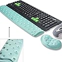 BRILA Memory Foam Mouse & Keyboard Wrist Rest Support Pad Cushion Set for Computer, Laptop, Office Work, PC Gaming - Massage Holes Design - Easy
