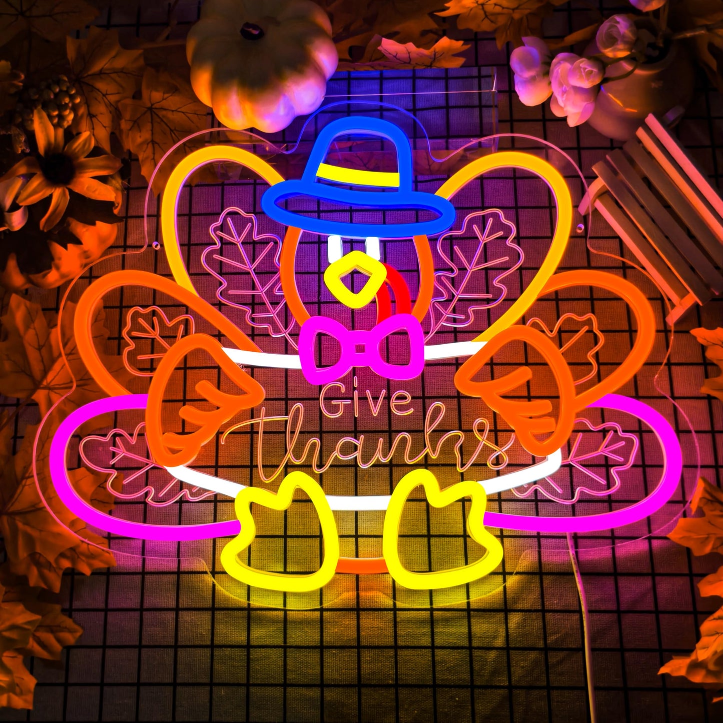 Turkey Neon Sign Thanksgiving Neon Sign Dimmable Thanksgiving Neon Light for Wall Decor Turkey Neon Light for Home Party Holiday Gift