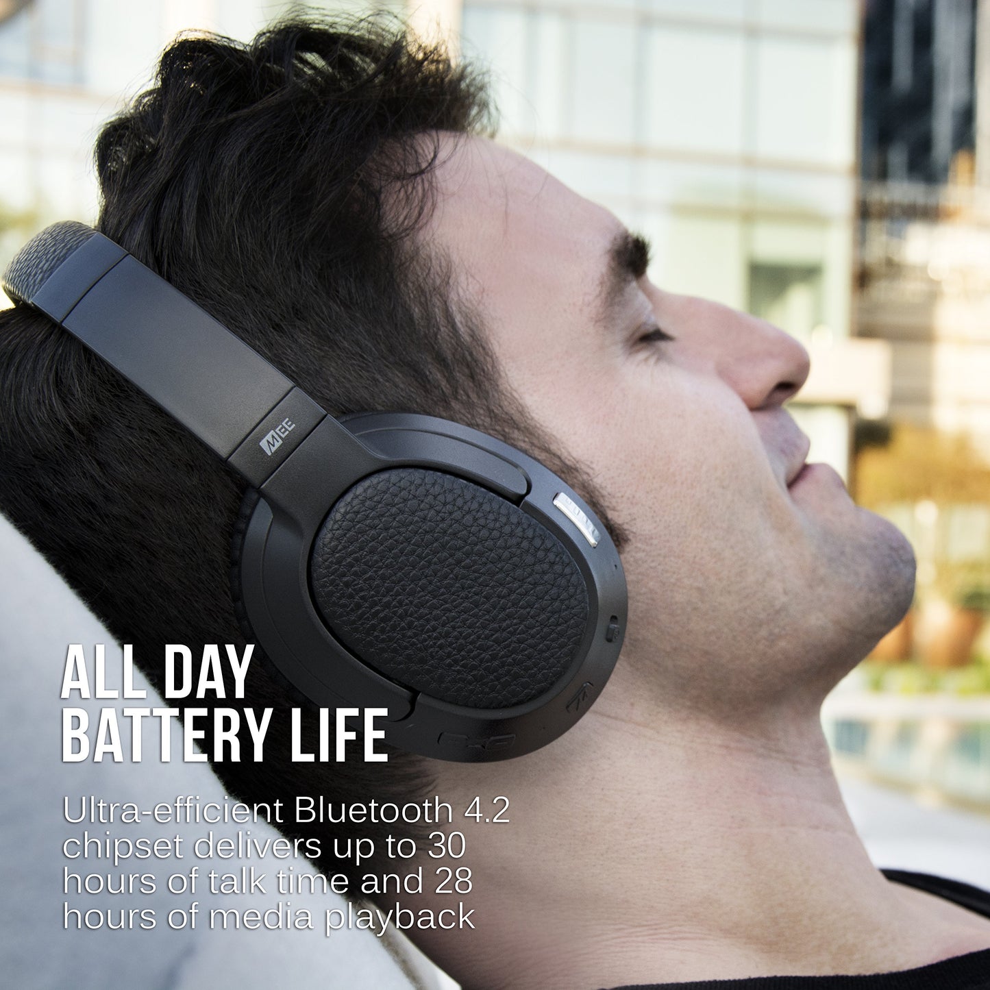 MEE audio Matrix Cinema Bluetooth wireless headphones with aptX Low Latency and CinemaEAR audio enhancement for clearer sound in TV shows and movies