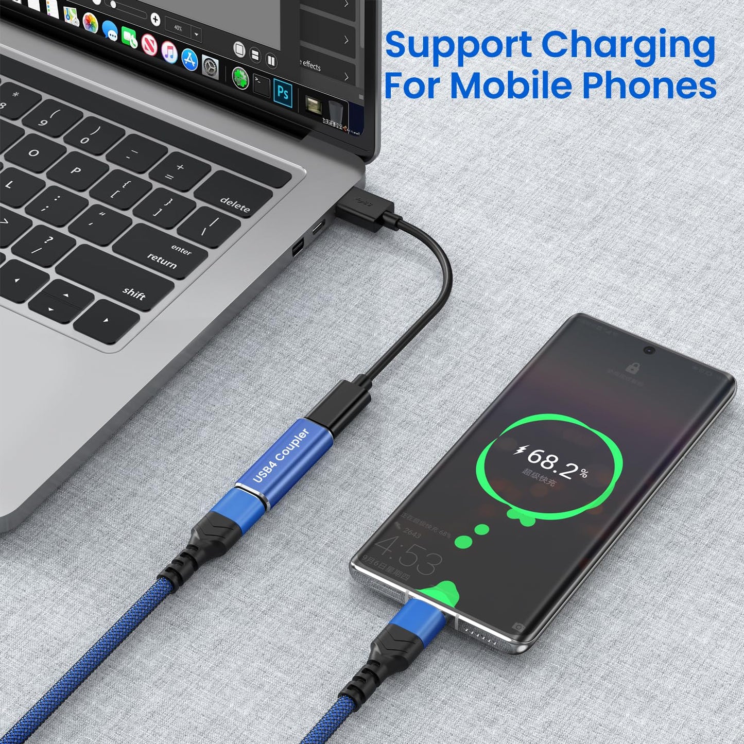 ANDTOBO USB-C Adapter, 3-Pack USB-C to Female Adapter, Supports MagSafe & Fast Charging 100W & Data Transfer