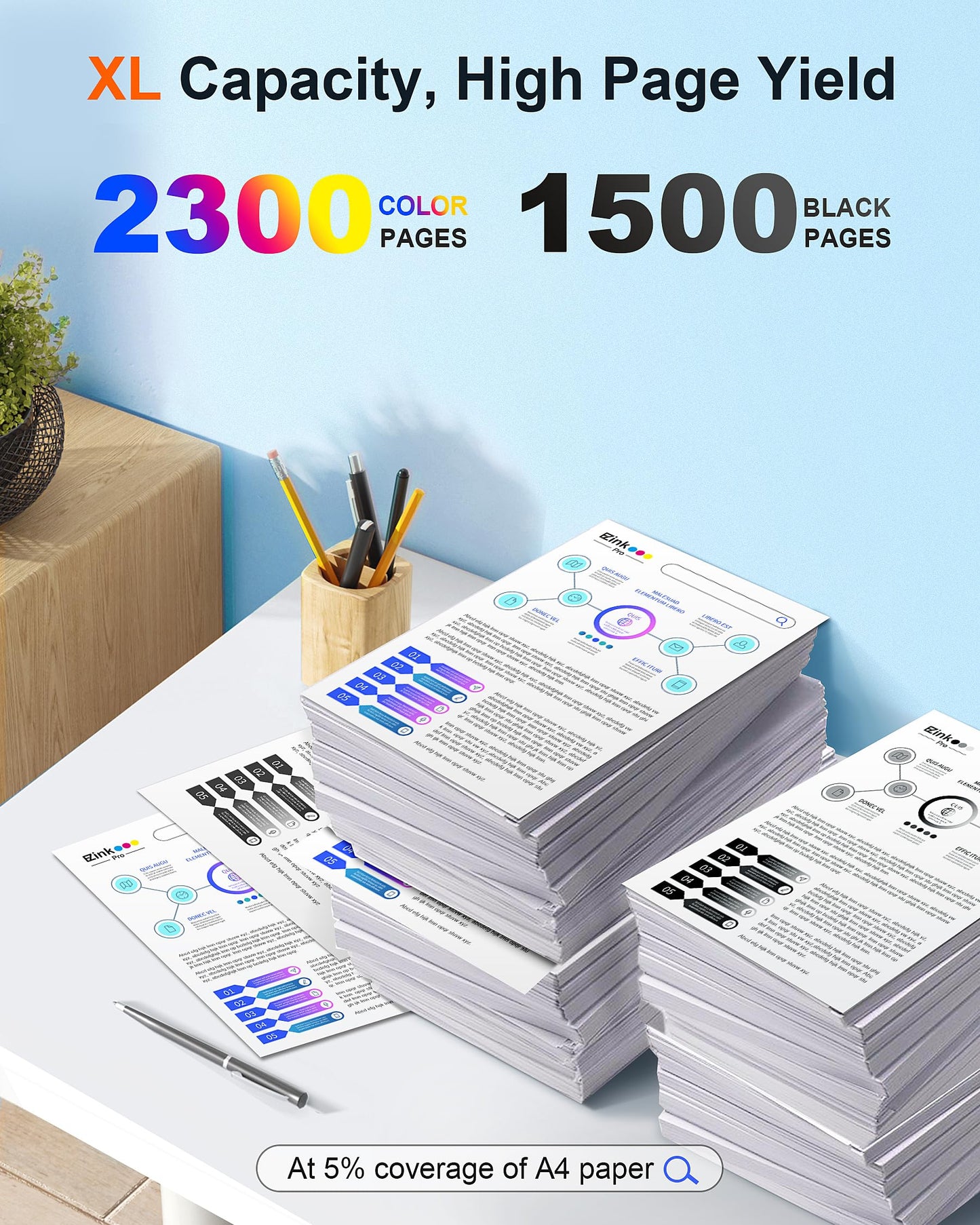 950XL 951XL Ink Cartridge 950 951 Combo Pack Compatible for Pro 8600 4 Pack