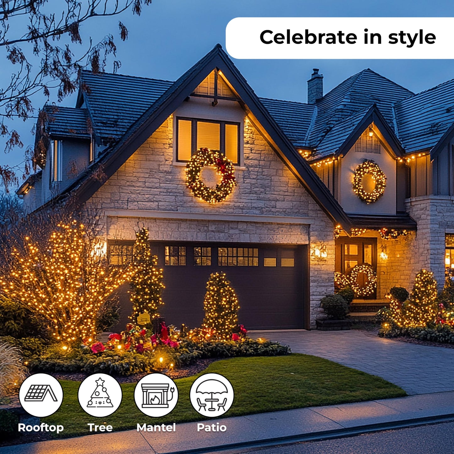 Christmas LED Lights 100 Warm White String Lights for Indoor and Outdoor Decorative Use, Holiday and Tree Decor, Patio Hanging Lighting Decorations
