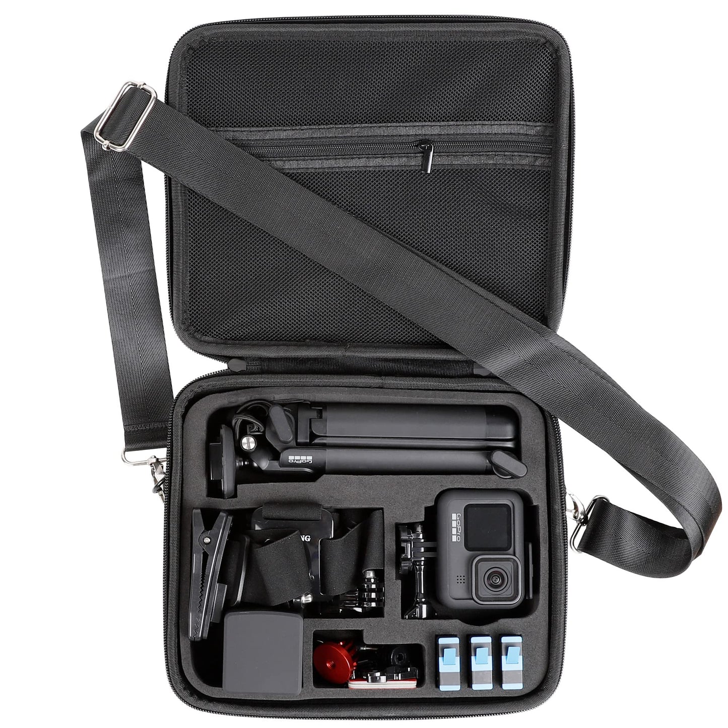 PellKing Hard Case for GoPro Hero 13/12/11/10/9/8/7/2018/6/5 Blcak/4 Silvery Action Camera, Accessories Carrying Storage Shoulder Bag With Strap