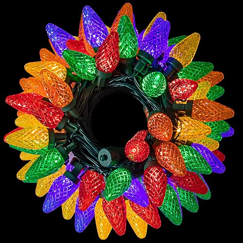 Joiedomi 50-Count C9 Christmas Lights Outdoor, 32.1FT LED Fairy String Lights for Indoor or Outdoor Christmas Decorations, Patio Xmas Tree Lights