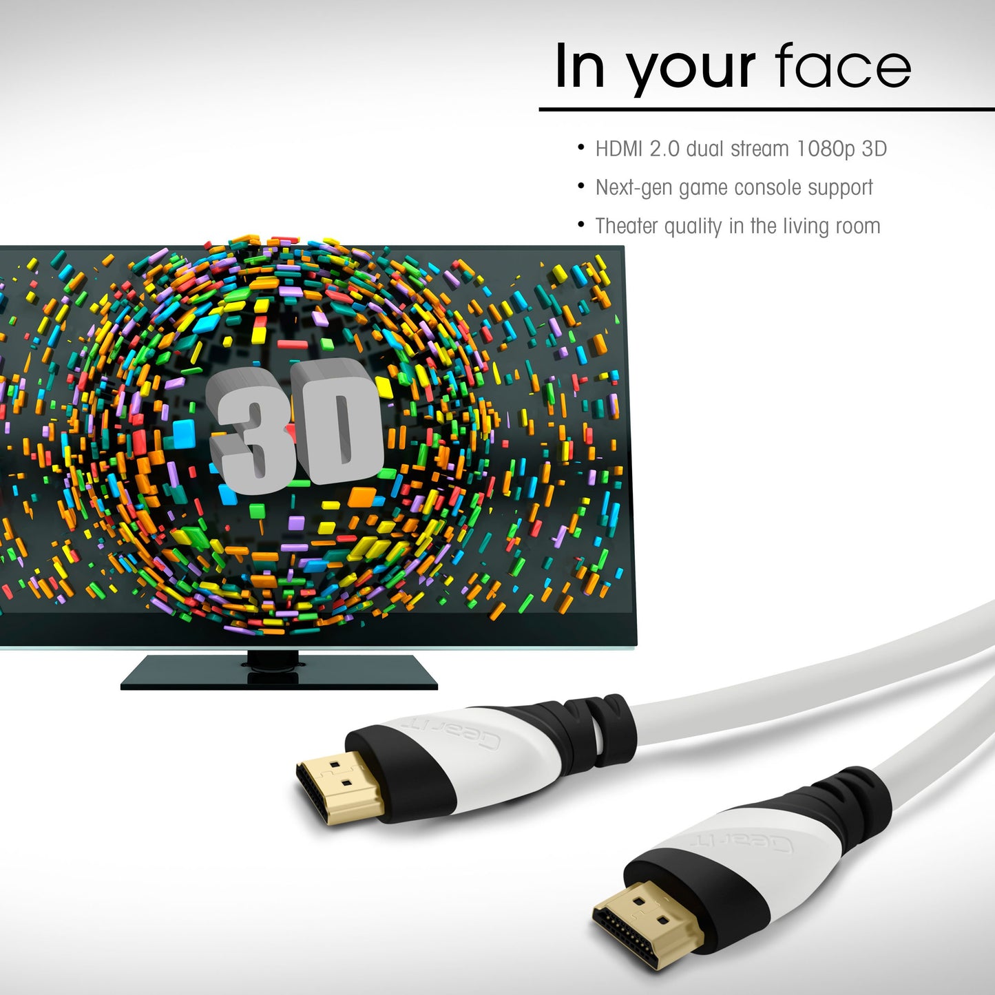 10 Ft HDMI Cable, GearIT 10-Pack Pro Series HDMI 2.0 Cable 10 Feet High Speed Ethernet Support 4K 60Hz / 1440P 144hz Resolution in 3D Video and 3D
