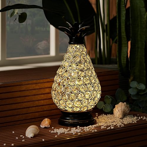 MOZEAL Extra Large Crystal Pineapple Lamp,13 in Lantern Decorative,IP44 Waterproof,6 Hours Timer,Battery Operated,As a Gift,for