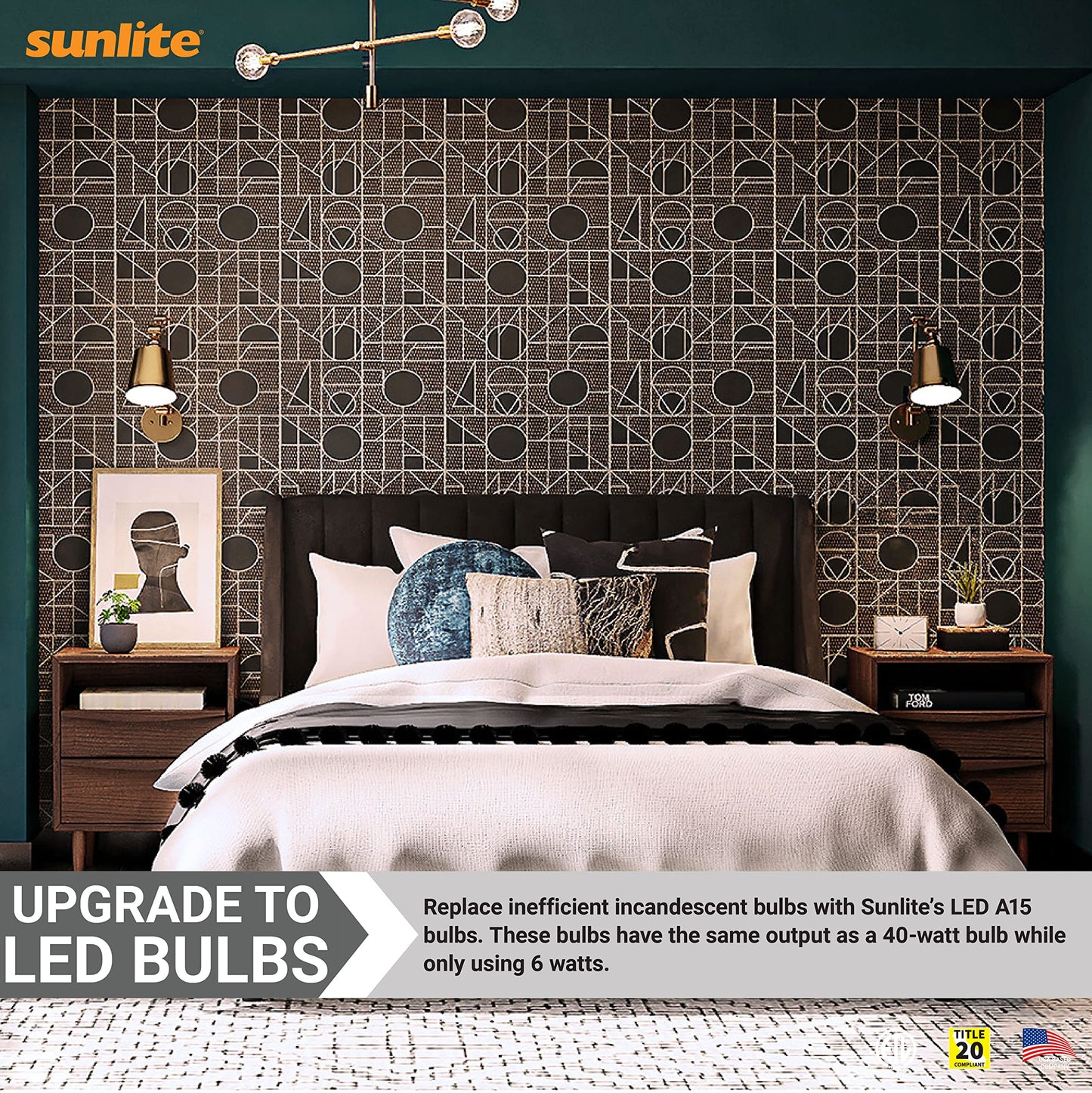 Sunlite 80137 LED A15 Appliance Clear Light Bulb, 6 Watts (40W Equivalent), 450 Lumens, Medium Base (E26), 90 CRI, Dimmable, ETL Listed, Ceiling Fan