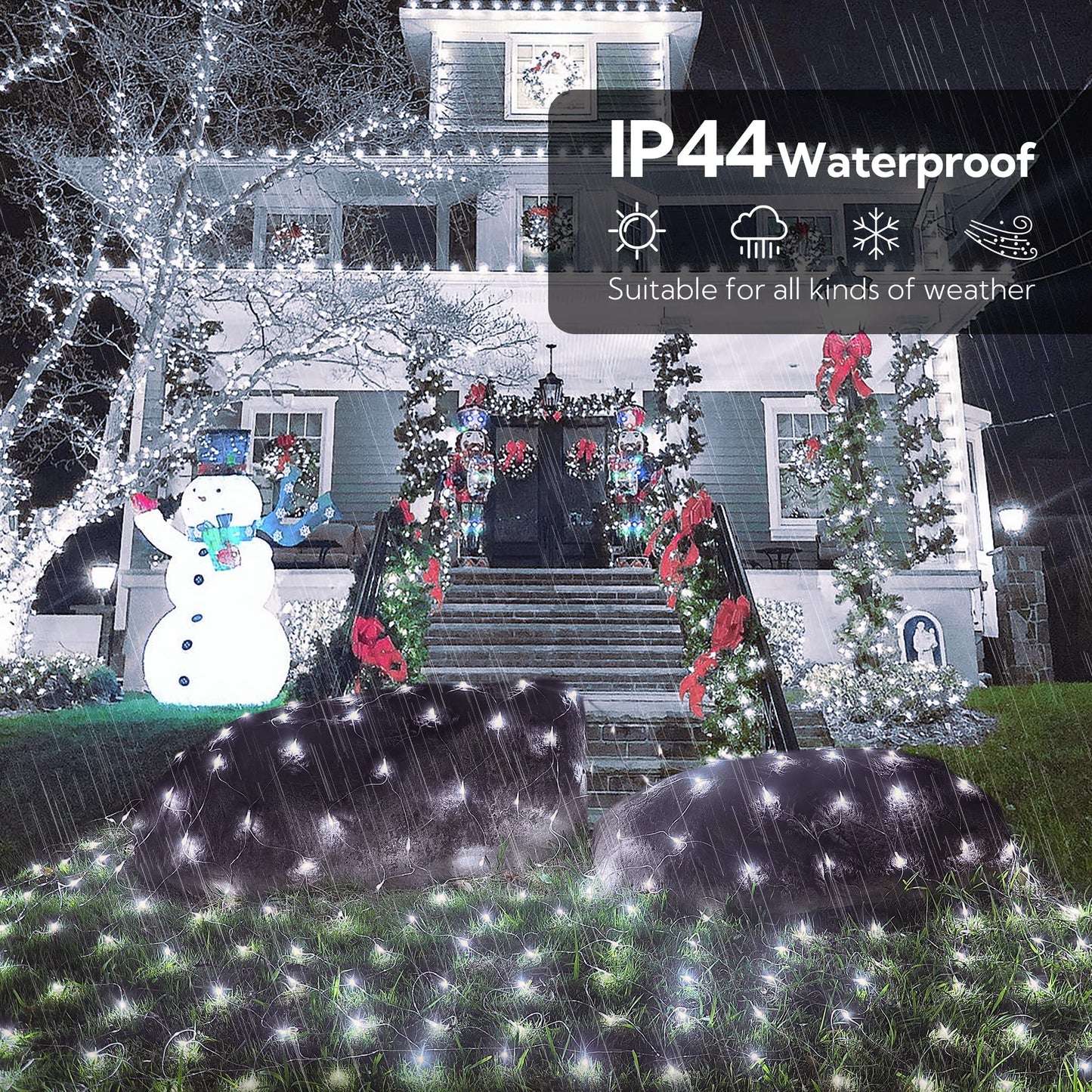 HEYFUNi 192 LED Net Lights Outdoor Mesh Lights,8 Modes Net Light for Bushes Plug in, Waterproof Christmas Net String Light for Bushes Ceiling Wedding