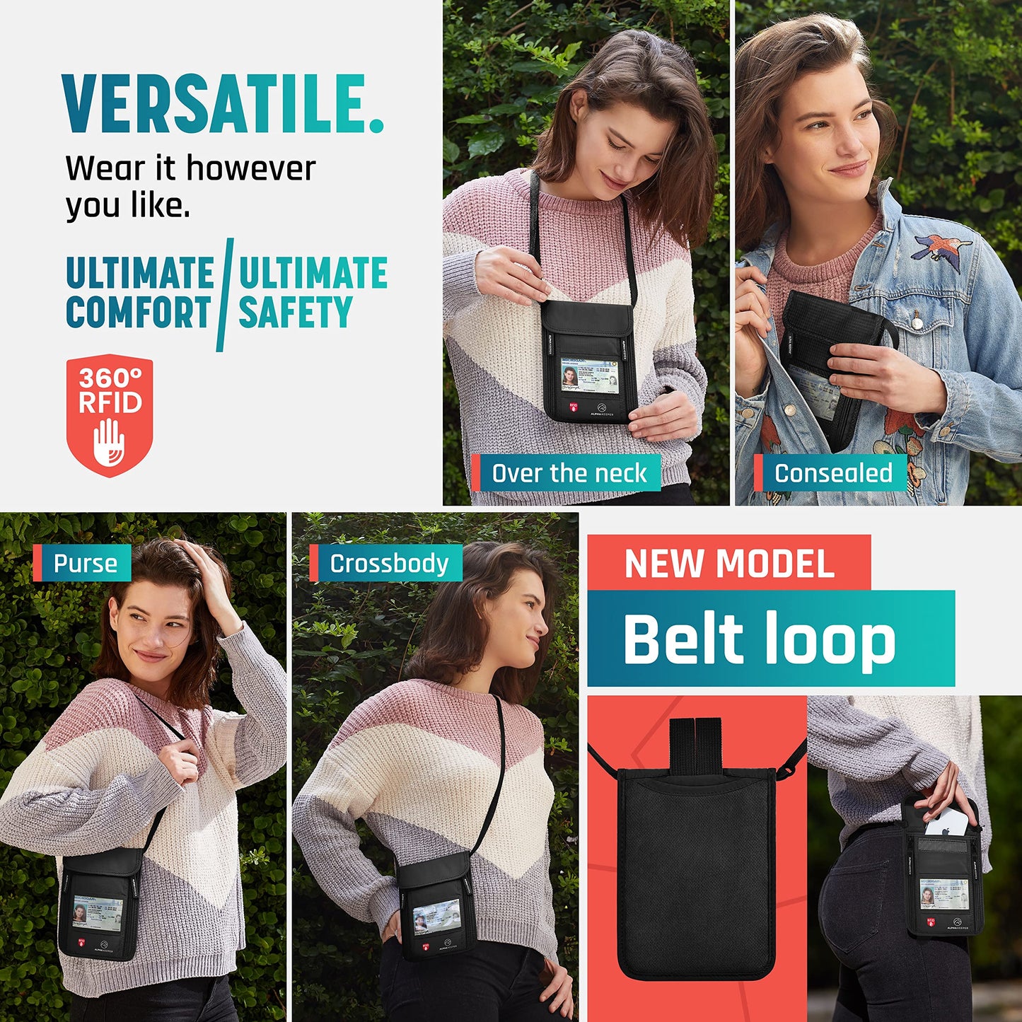 Neck Wallet, Travel Pouch For Passport Holder And Documents, Travel Neck Wallet For Traveling Women