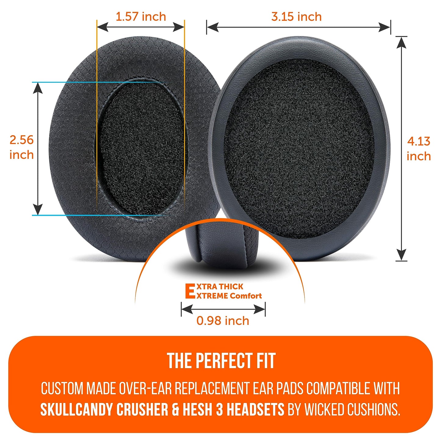 WC Freeze Crusher - Cooling Gel Earpads Compatible with Skullcandy Crusher, by Wicked Cushions - Fits Skullcandy Crusher & Hesh 3 Headphones, Soft