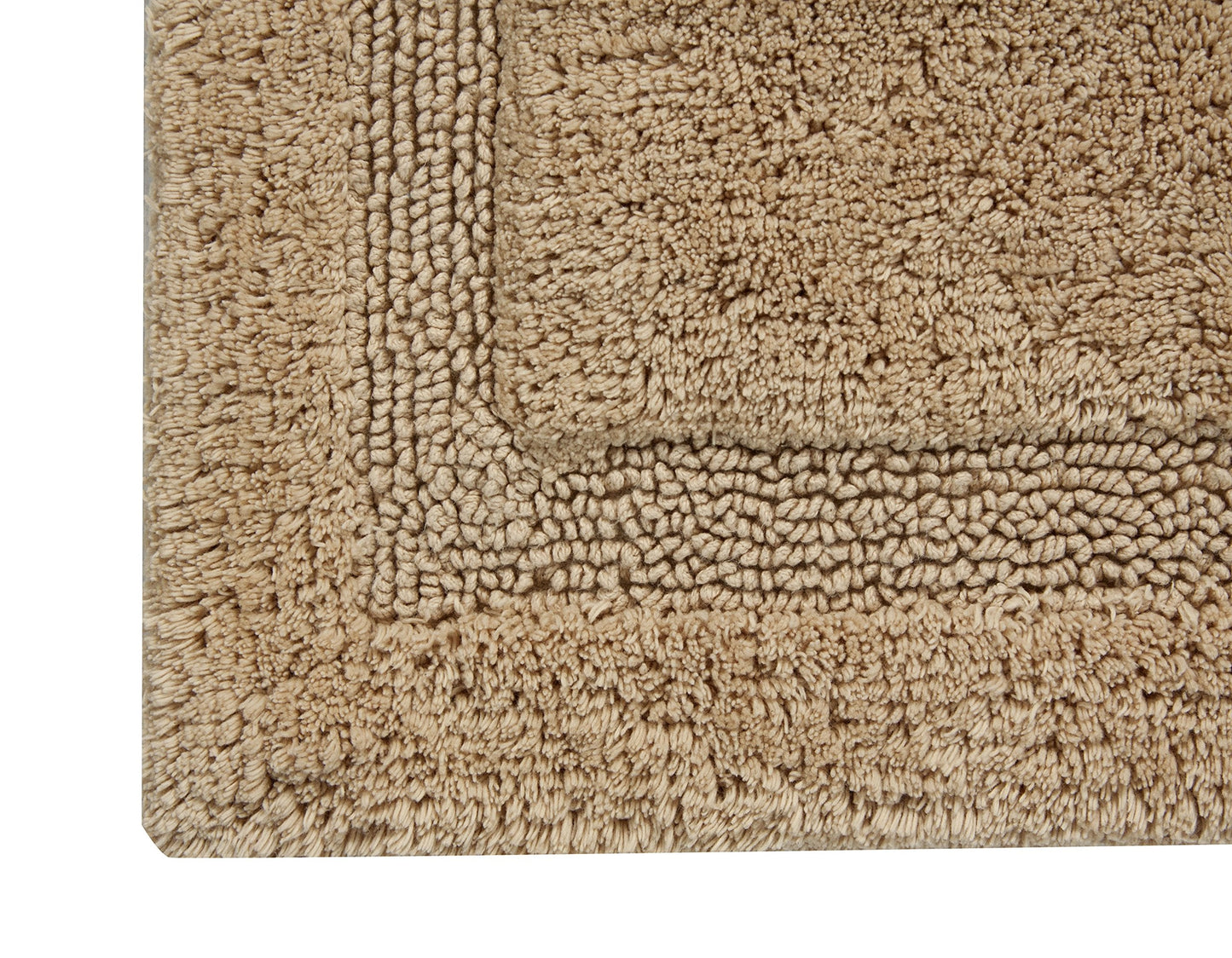 Saffron Fabs Bath Rug 100% Soft Cotton, Size 50x30 Inch, Latex Spray Non-Skid Backing, Solid Beige Color, Textured Border, Hand Tufted, Heavy 190 GSF…