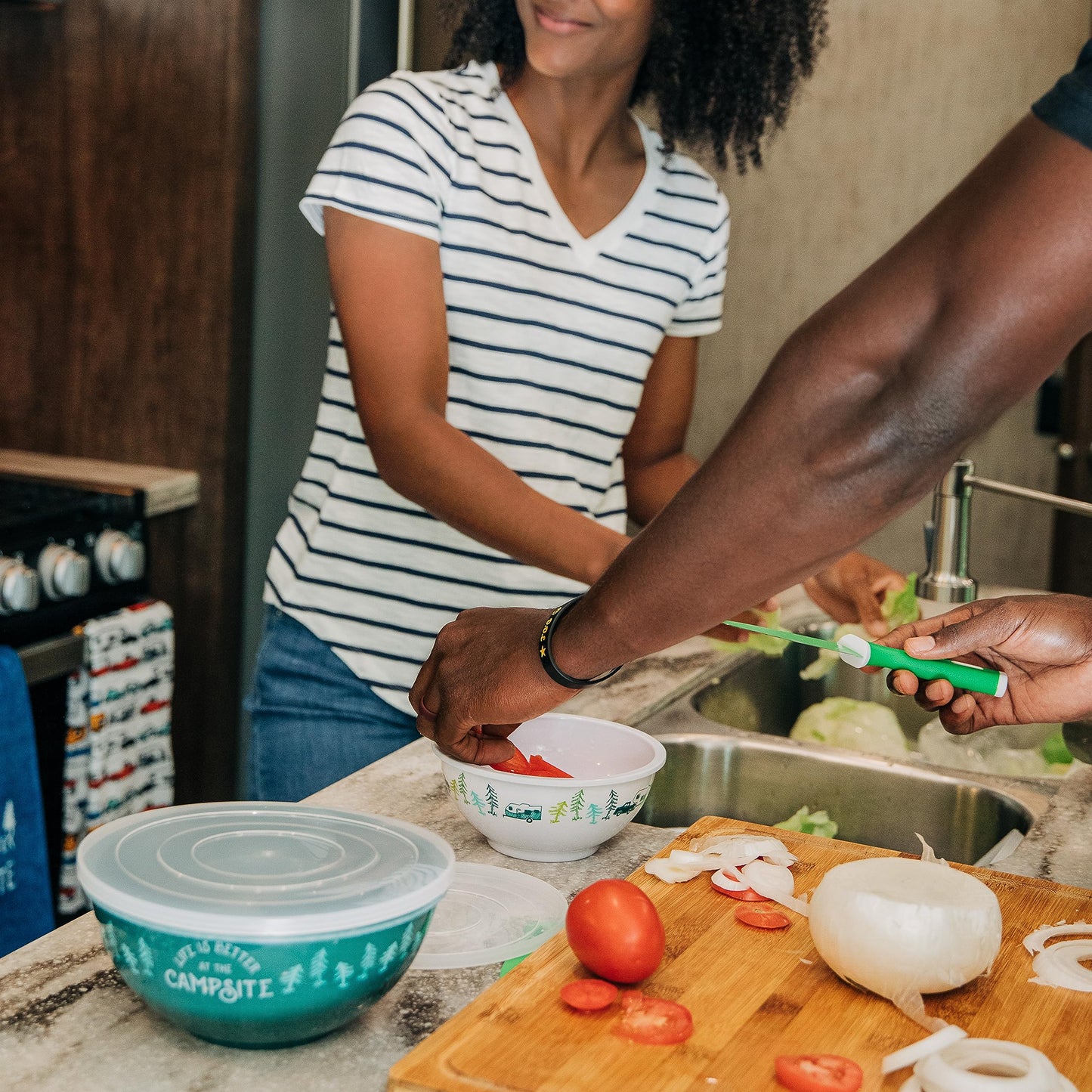 Camco Bamboo Cutting Board with Counter Edge | Perfect for Vegetables, Fruits, Meats, and Cheeses | Measures 18-inches x 14-inches x 1-3/4-inches…
